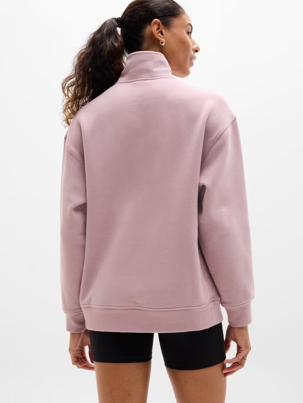 New Athleta S Forever Fleece 1/4 Zip Sweatshirt Blush Pink Small Regular - Picture 3 of 7
